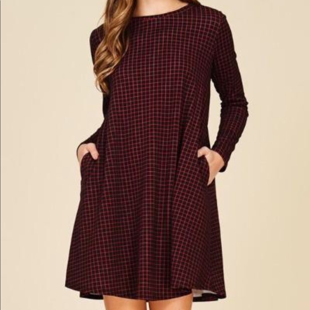 Grid pattern shift dress- brand new